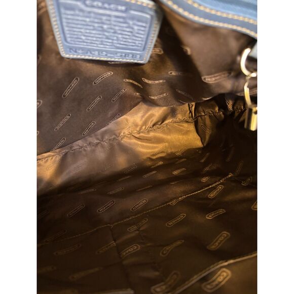 2003 Vintage Coach Leatherware Tote – Steel Blue & Cognac Leather - Picture 8 of 13